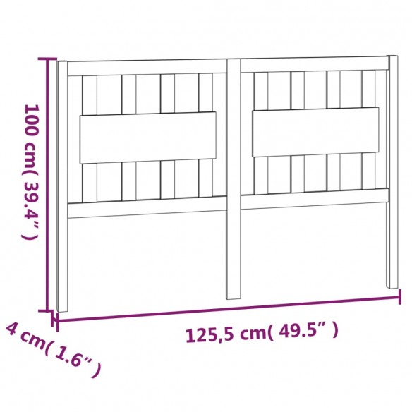 Tête de lit 125,5x4x100 cm Bois massif de pin