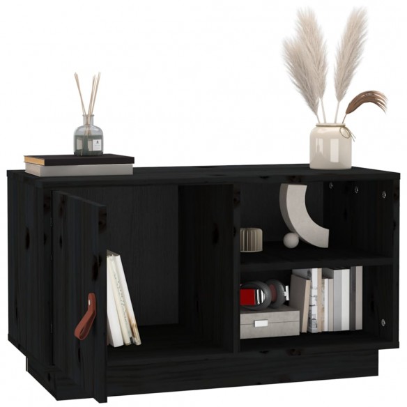 Meuble TV Noir 70x34x40 cm Bois de pin massif