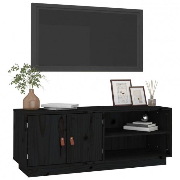 Meuble TV Noir 105x34x40 cm Bois de pin massif