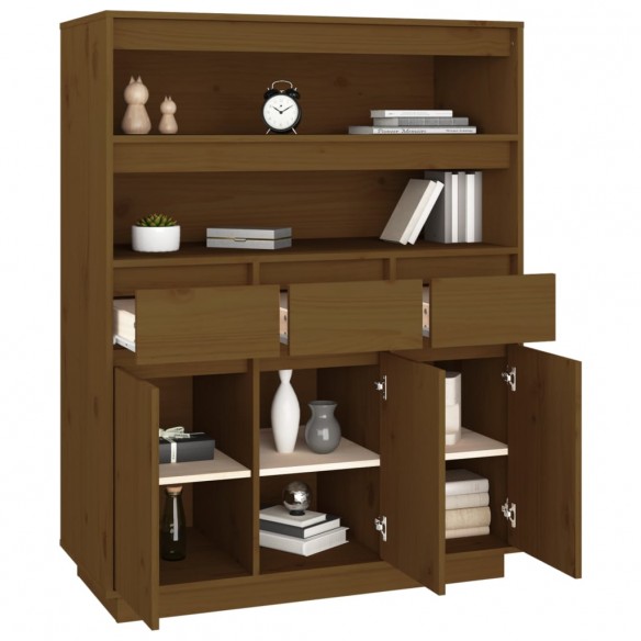 Buffet haut Marron miel 89x40x116,5 cm Bois massif de pin