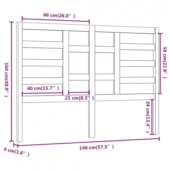 Tête de lit Marron miel 146x4x104 cm Bois massif de pin