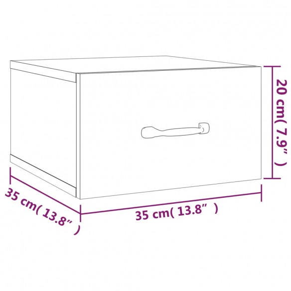 Tables de chevet murales 2 pcs Chêne fumé 35x35x20 cm