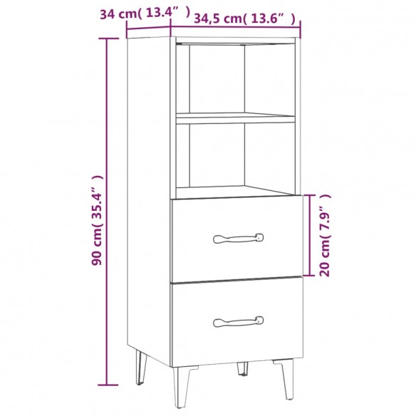 Buffet Sonoma gris 34,5x34x90 cm Bois d'ingénierie