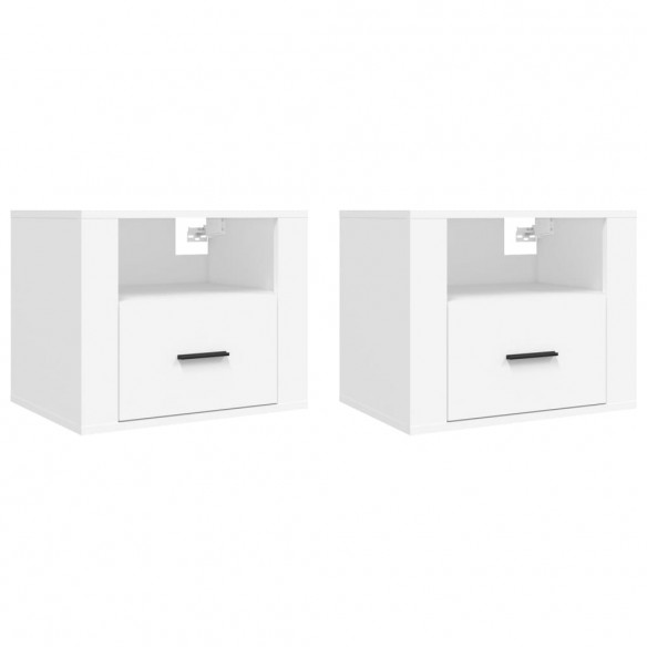 Tables de chevet murales 2 pcs Blanc 50x36x40 cm