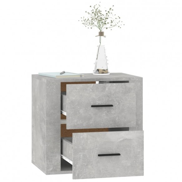 Table de chevet murale Gris béton 50x36x47 cm