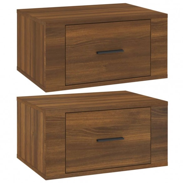 Tables de chevet murales 2 pcs Chêne marron 50x36x25 cm