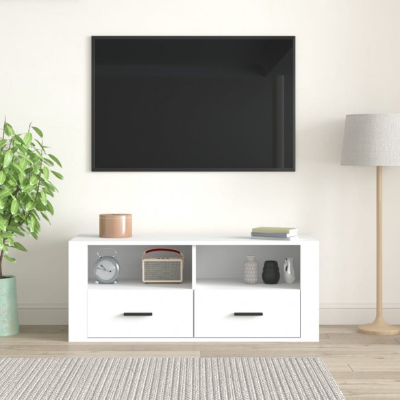 Meuble TV Blanc 100x35x40 cm Bois d'ingénierie