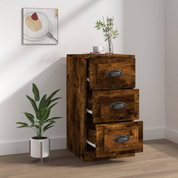 Buffet chêne fumé 36x35,5x67,5 cm bois d'ingénierie