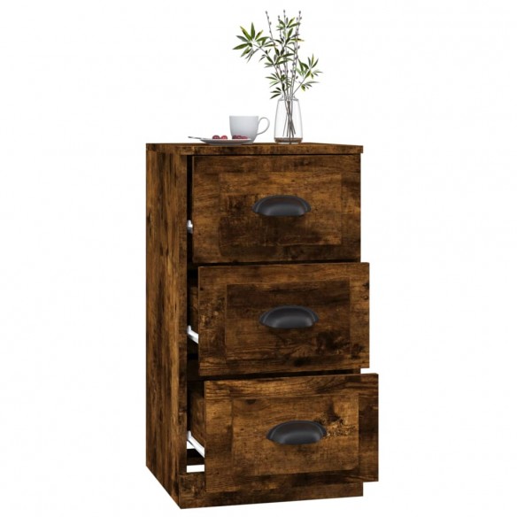 Buffet chêne fumé 36x35,5x67,5 cm bois d'ingénierie