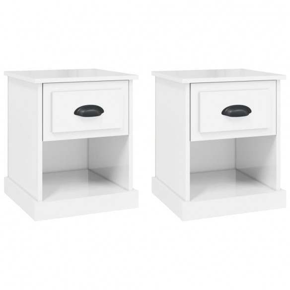 Tables de chevet 2 pcs blanc brillant 39x39x47,5 cm