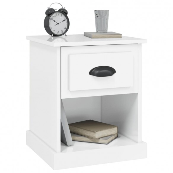 Tables de chevet 2 pcs blanc brillant 39x39x47,5 cm