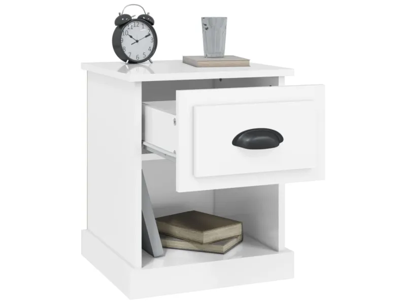 Tables de chevet 2 pcs blanc brillant 39x39x47,5 cm
