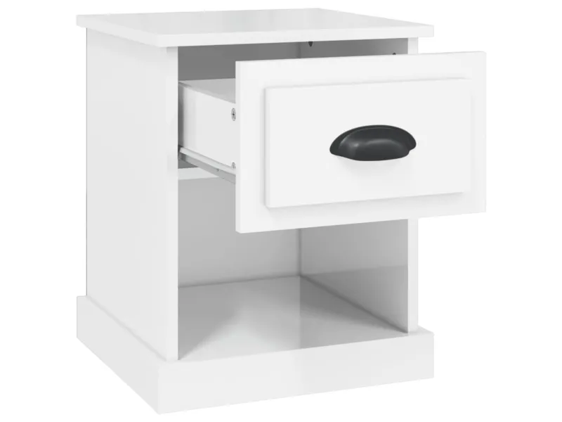 Tables de chevet 2 pcs blanc brillant 39x39x47,5 cm