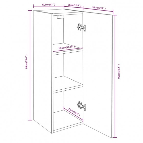 Meubles TV 2 pcs Chêne marron 30,5x30x90 cm Bois d'ingénierie