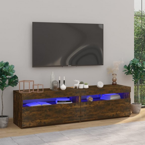 Meubles TV avec lumières LED 2 pcs Chêne fumé 75x35x40 cm