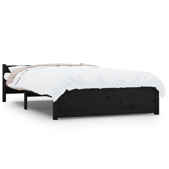 Cadre de lit Noir Bois massif 135x190 cm Double