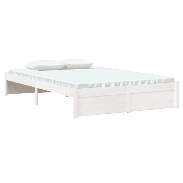 Cadre de lit Blanc Bois massif 120x190 cm Petit double