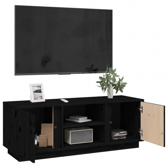 Meuble TV Noir 110x35x40,5 cm Bois de pin massif