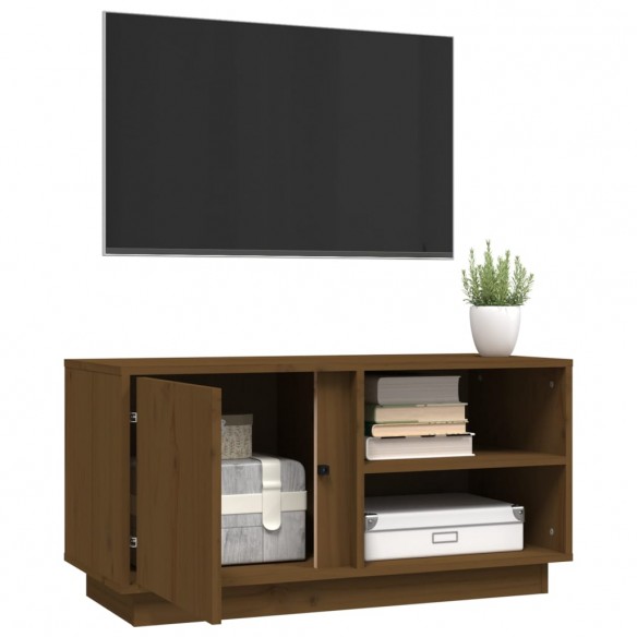 Meuble TV Marron miel 80x35x40,5 cm Bois de pin massif