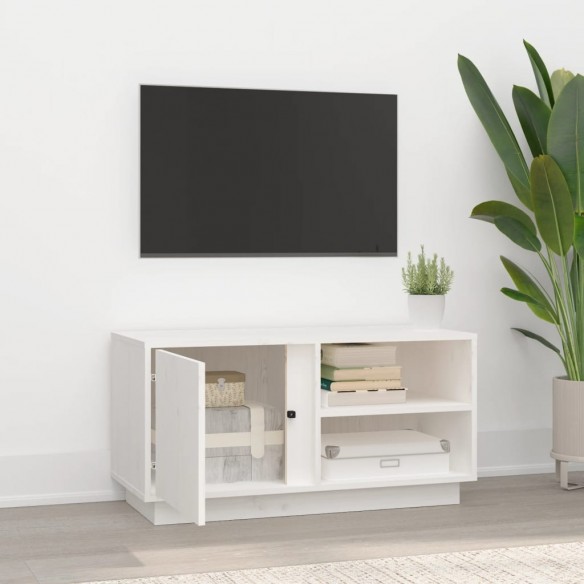 Meuble TV Blanc 80x35x40,5 cm Bois de pin massif