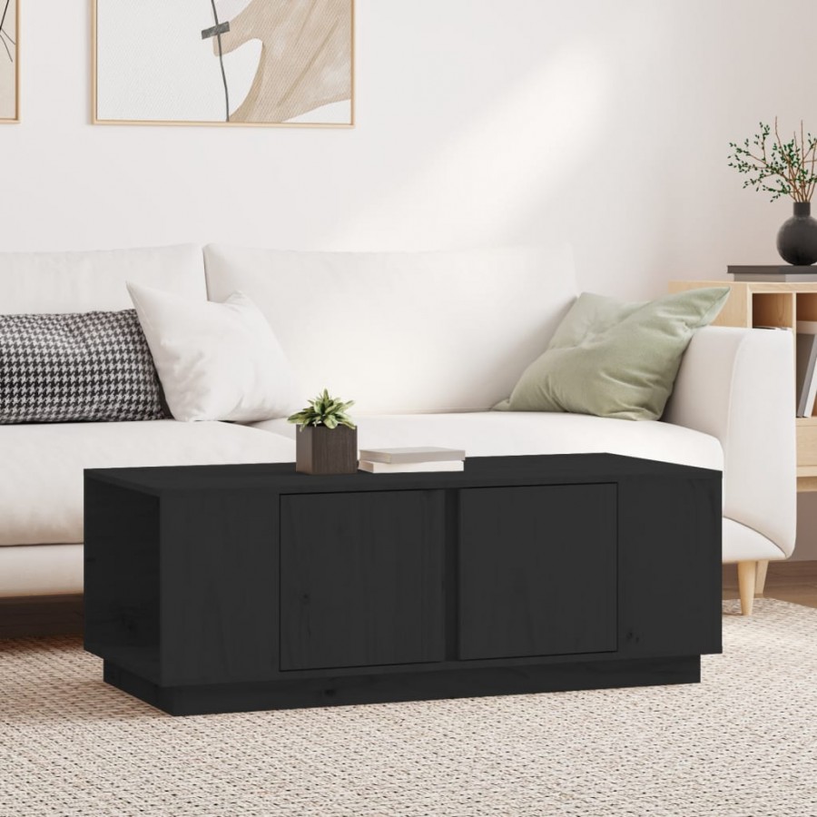 Table basse Noir 110x50x40 cm Bois massif de pin