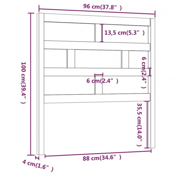 Tête de lit 96x4x100 cm Bois massif de pin