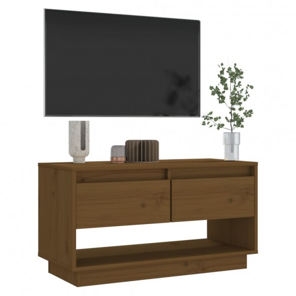 Meuble TV Marron miel 74x34x40 cm Bois de pin massif