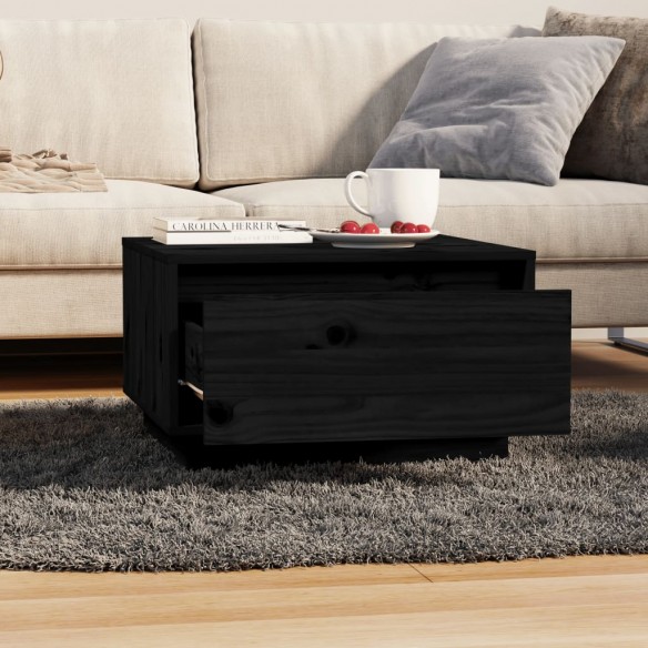 Table basse Noir 55x56x32 cm Bois massif de pin