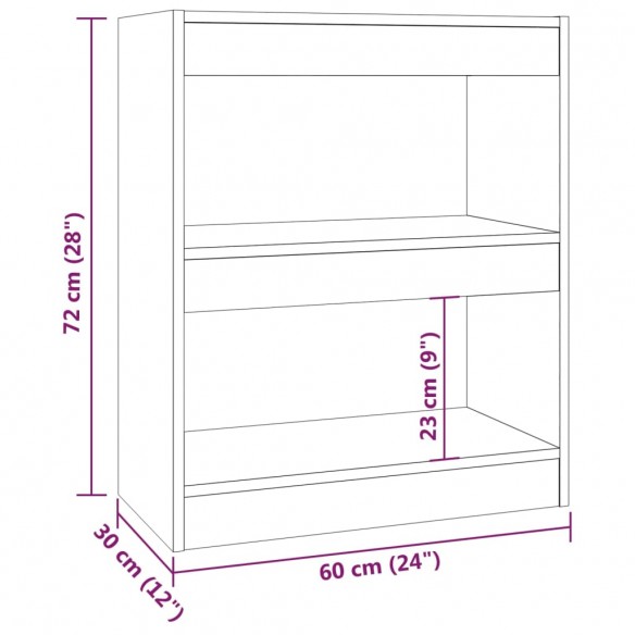 Bibliothèque/Séparateur de pièce Gris béton 60x30x72 cm