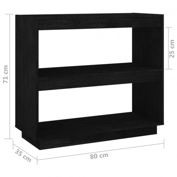 Bibliothèque Noir 80x35x71 cm Bois de pin massif