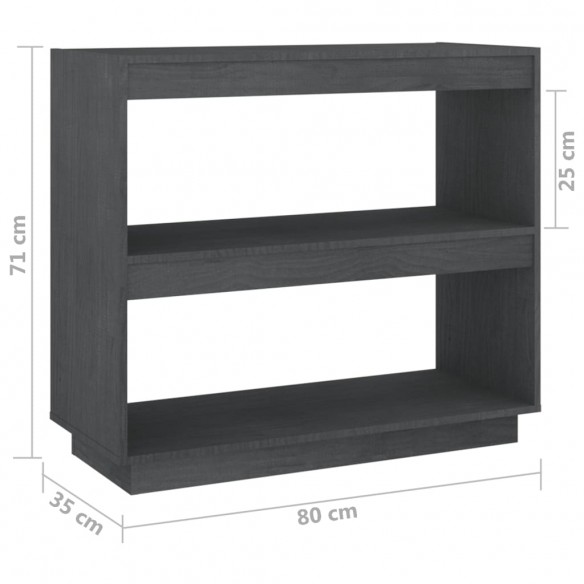 Bibliothèque Gris 80x35x71 cm Bois de pin massif