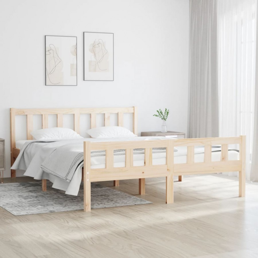 Cadre de lit bois massif 120x190 cm petit double