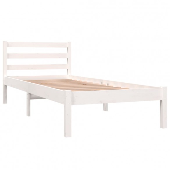 Cadre de lit Bois de pin massif 75x190 cm Blanc petit simple