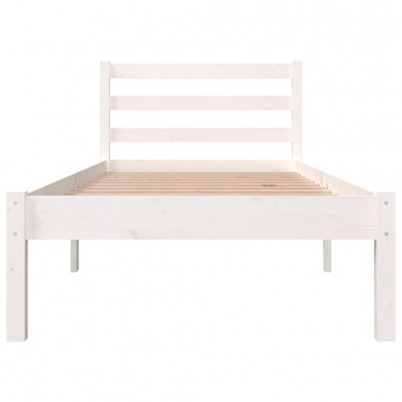 Cadre de lit Bois de pin massif 75x190 cm Blanc petit simple