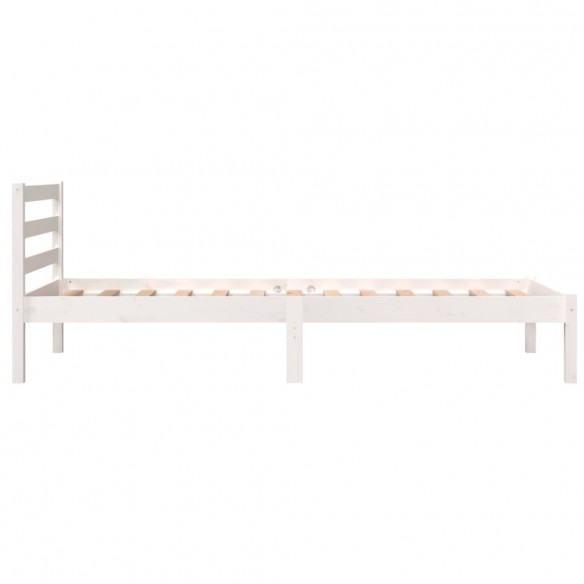 Cadre de lit Bois de pin massif 75x190 cm Blanc petit simple