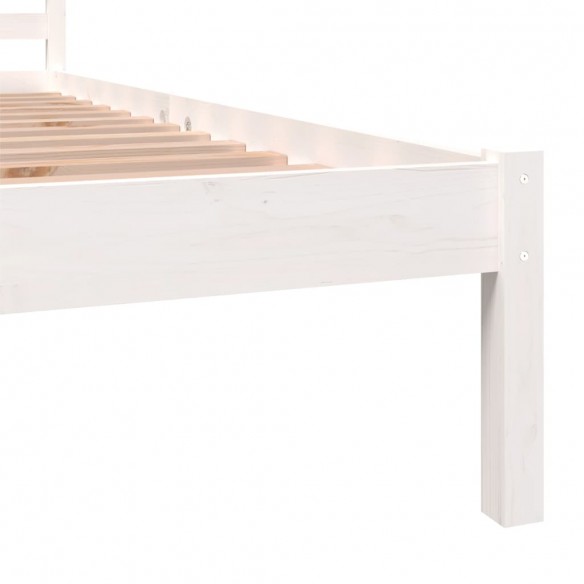 Cadre de lit Bois de pin massif 75x190 cm Blanc petit simple