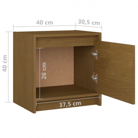 Tables de chevet 2 pcs Marron miel 40x30,5x40 cm Bois de pin