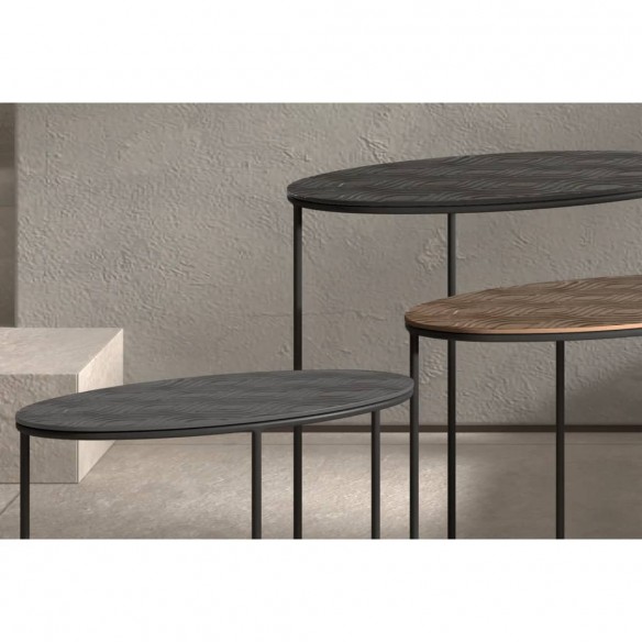 Rousseau Ensemble de tables d'appoint 3 pcs Tanto Métal Noir et doré