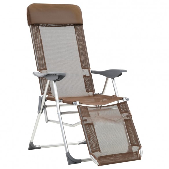 Chaises de camping pliantes et repose-pied 2 pcs marron