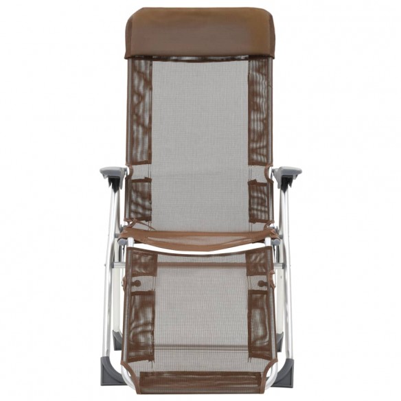 Chaises de camping pliantes et repose-pied 2 pcs marron