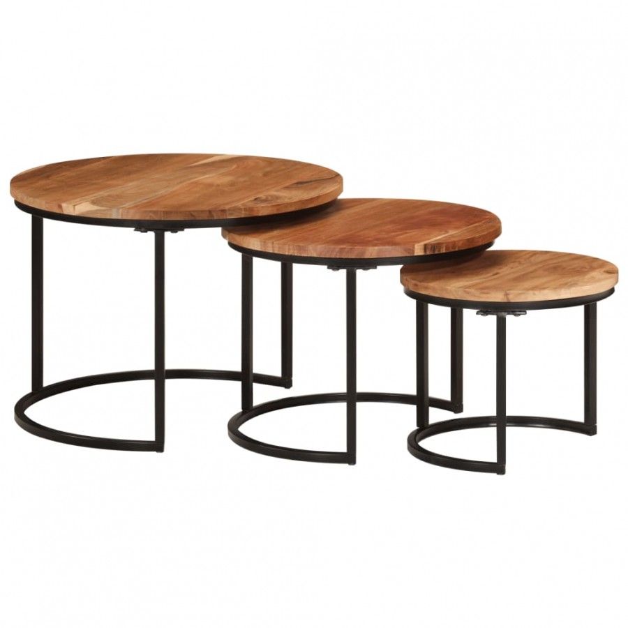 Tables gigognes 3 pcs bois massif d'acacia