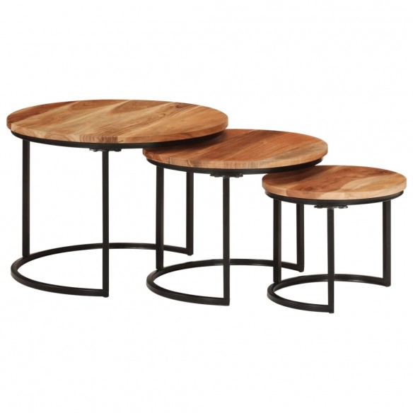 Tables gigognes 3 pcs bois massif d'acacia