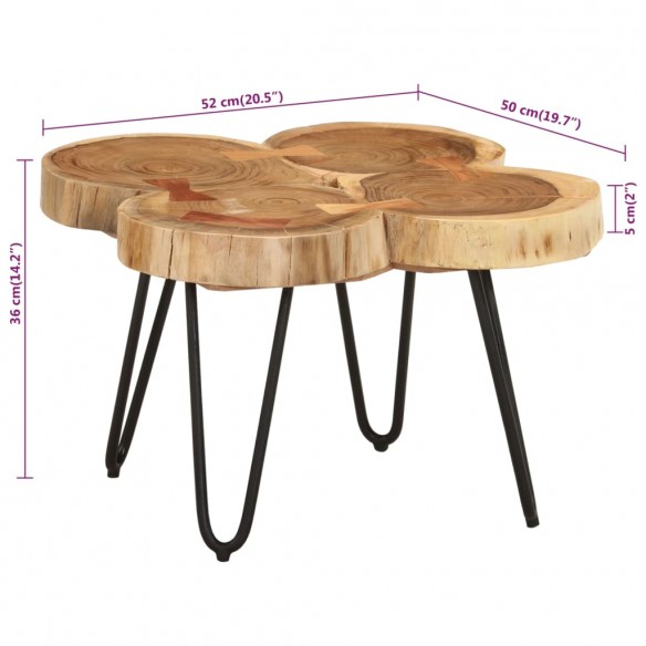 Table basse 36 cm 4 troncs bois d'acacia massif