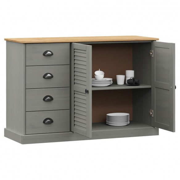 Buffet avec tiroirs VIGO 113x40x75 cm gris bois massif de pin