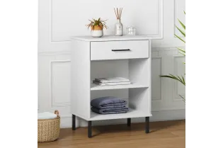 Armoire console avec pieds en métal Blanc Bois pin massif OSLO