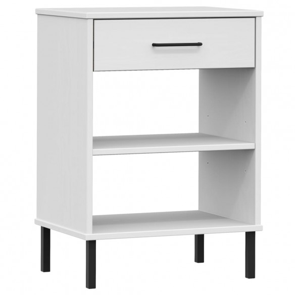 Armoire console avec pieds en métal Blanc Bois pin massif OSLO