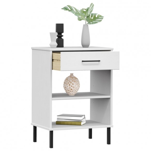 Armoire console avec pieds en métal Blanc Bois pin massif OSLO