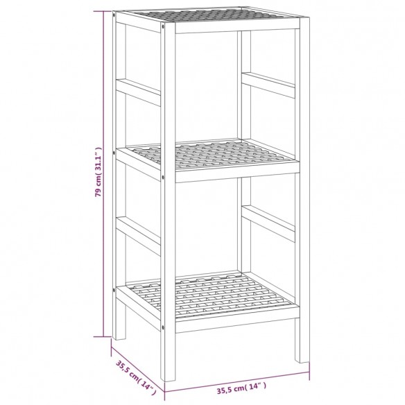 Étagère de salle de bain 35,5x35,5x79 cm Bois massif de noyer