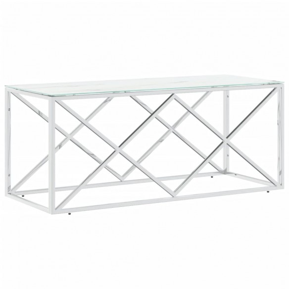 Table basse 110x45x45 cm acier inoxydable et verre