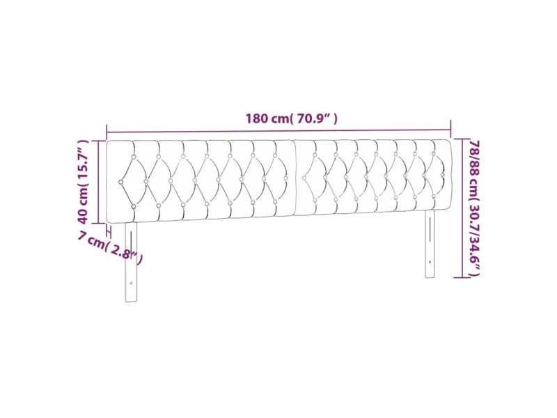 Têtes de lit 2 pcs Gris clair 90x7x78/88 cm Tissu